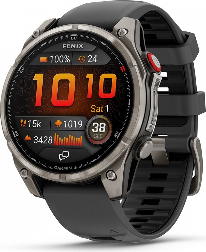 Смарт-часы Garmin fenix 8 Pro AMOLED DLC, 51 мм, угольно-серый, коричневый кожаный ремешок детальное изображение - 1