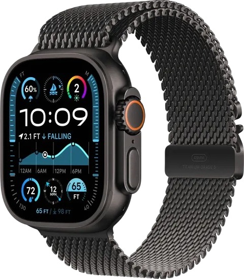 Умные часы Apple Watch Ultra 2 2024, 49 мм, Black Titanium Case with Black Milanese Loop (M) детальное изображение - 1