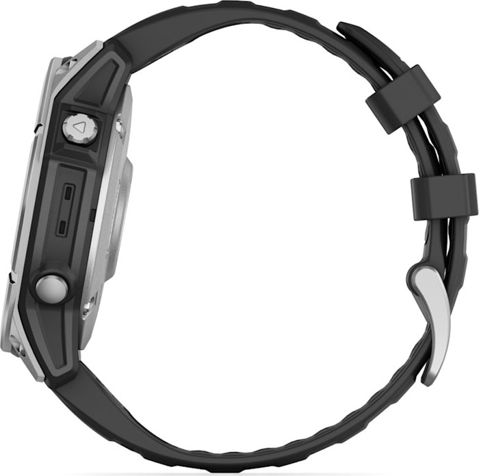 Смарт-часы Garmin fenix E AMOLED 47 мм, серебристый стальной безель, черный силиконовый ремешок №5