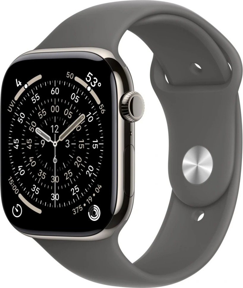 Умные часы Apple Watch Series 11 42 мм, Natural Titanium Case with Stone Gray Sport Band, GPS + Cellular, Каменно-серый детальное изображение - 1