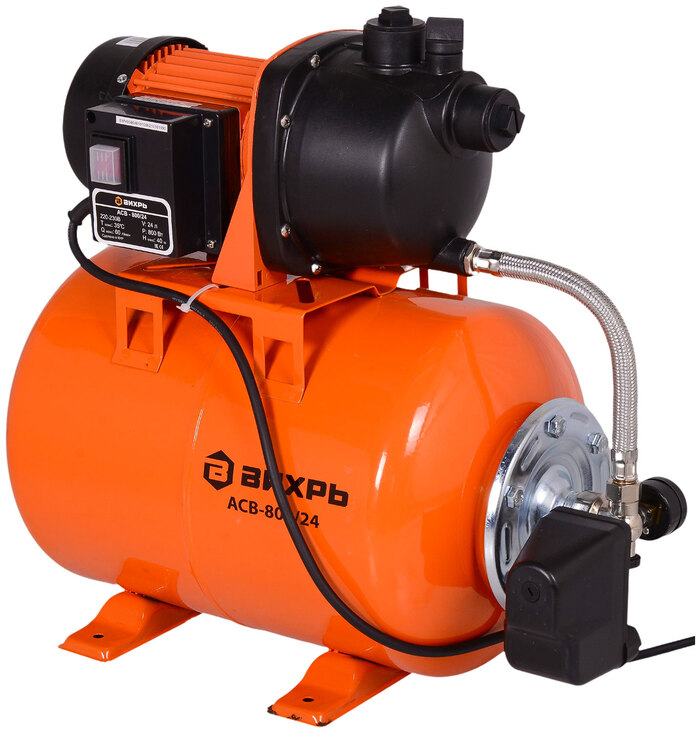 Насос Вихрь АСВ-800/24 68/1/1, 60 л/мин, 25 мм, напор 40 м, d=25 мм, 800 Вт, Оранжевый №1