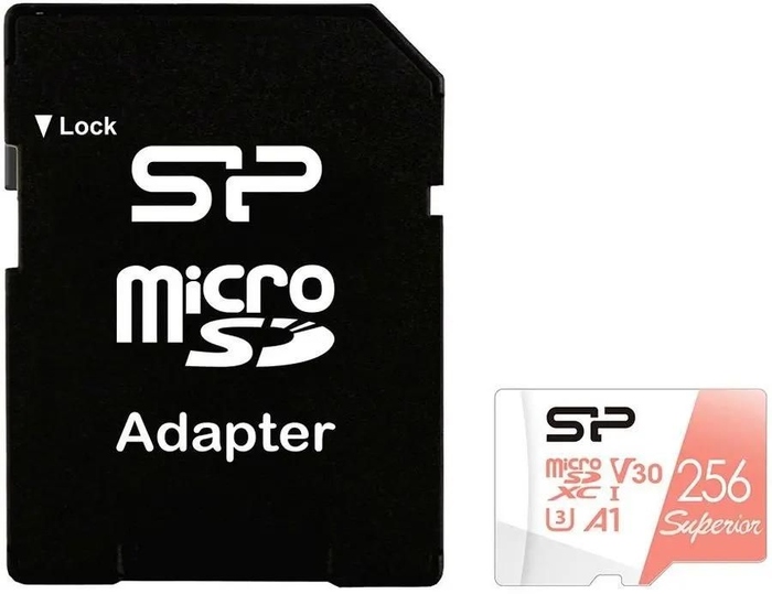 Карта памяти Silicon Power Superior MicroSD + SD адаптер (SP256GBSTXDV3V20SP), 256 Гб №1