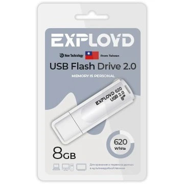 USB Flash накопитель Exployd 620 8 ГБ, белый детальное изображение - 1