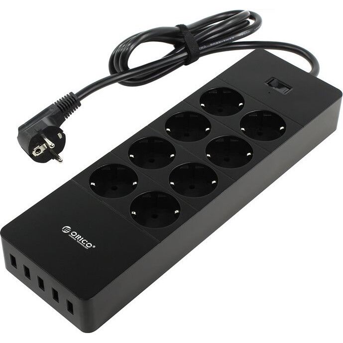 Сетевой фильтр Orico HPC-8A5U-BK, 1.5 м, Черный детальное изображение - 1