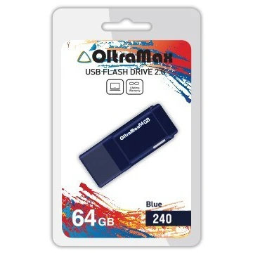 USB Flash накопитель OltraMax 240 64 ГБ, синий детальное изображение - 1