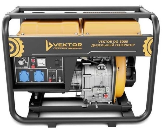Генератор дизельный с воздушным охлаждением VEKTOR DG-5000 00-00004839, открытый, 4.5 кВт, Черный детальное изображение - 3