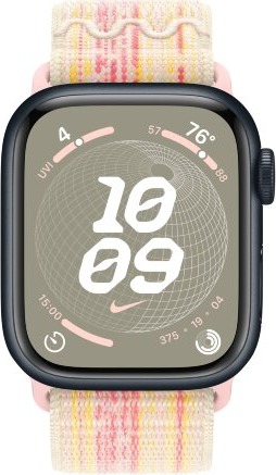Умные часы Apple Watch Series 9 Midnight Aluminum Case GPS + Cellular with Nike Sport Band Starlight/Pink, 41 mm, Звездный/Розовый детальное изображение - 2