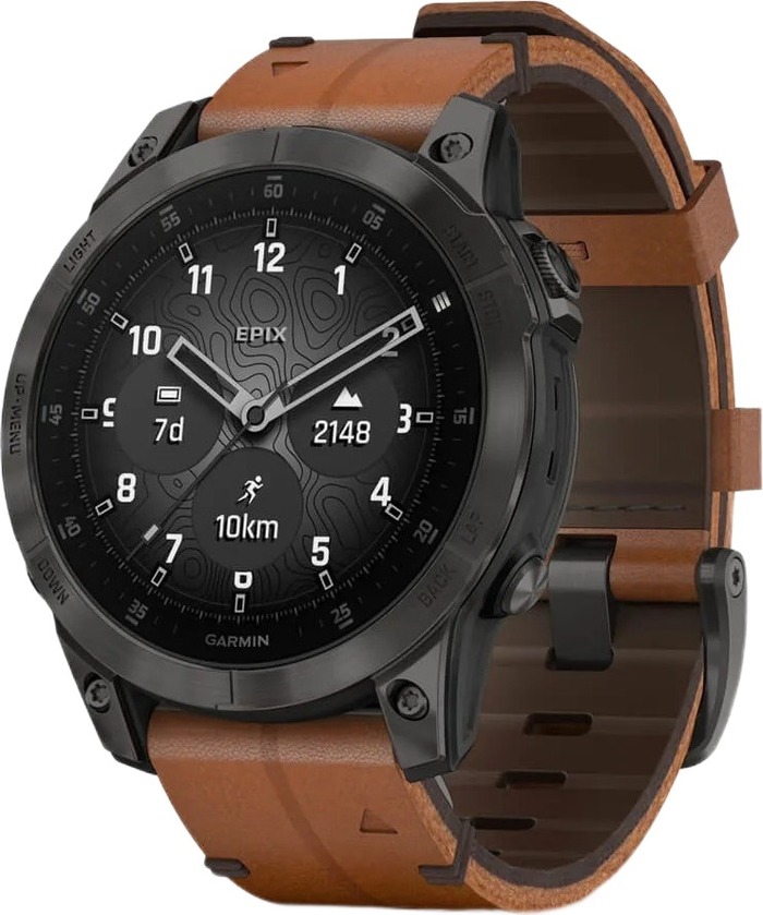 Смарт-часы Garmin Epix Gen 2 Sapphire , 47 мм, Черный с коричневым ремешком №1