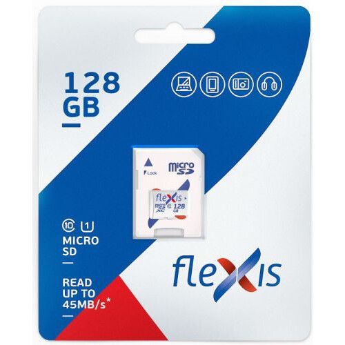 Карта памяти Flexis MicroSD + SD адаптер (FMSD128GU1A), 128 Гб детальное изображение - 1