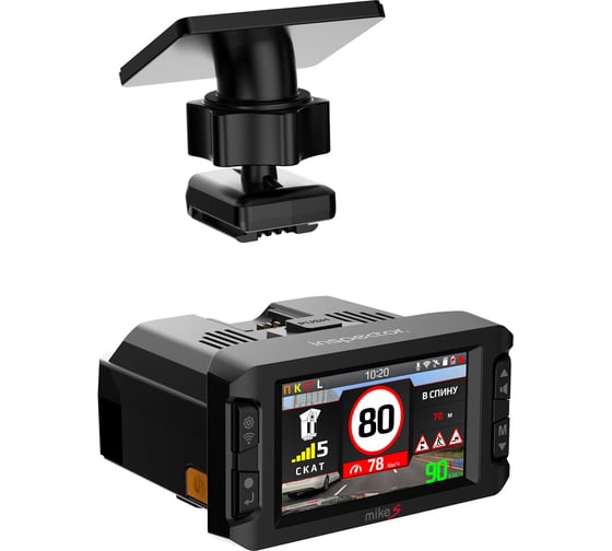 Автомобильный видеорегистратор с радар-детектором INSPECTOR Mike S, 1920x1080 Full HD dpi, MicroSD, 256 ГБ, Черный детальное изображение - 5