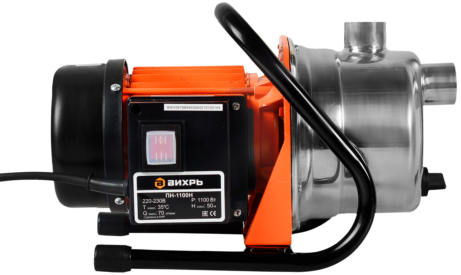 Насос Вихрь ПН-1100Н, 70 л/мин, 25 мм, напор 50 м, d=25 мм, 1100 Вт, Оранжевый детальное изображение - 2