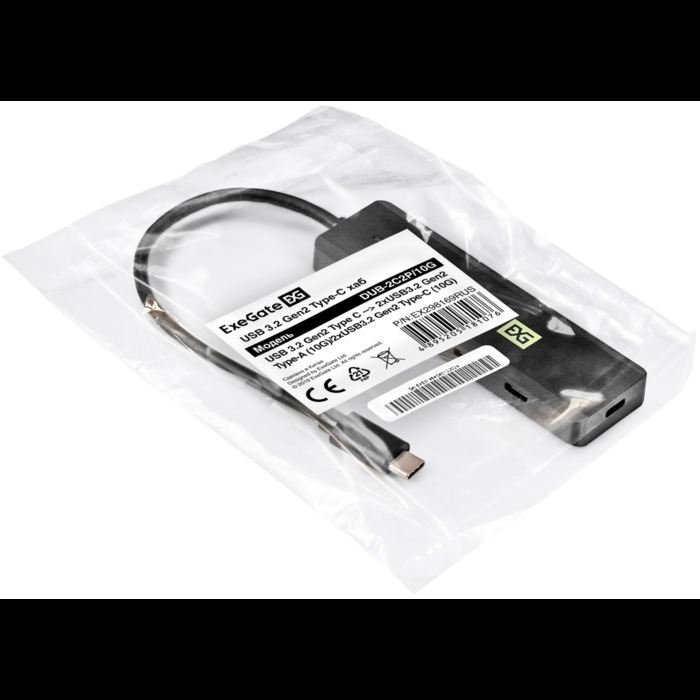 USB-концентратор ExeGate DUB-2C2P/10G, Черный №3