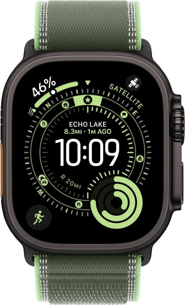 Умные часы Apple Watch Ultra 3 49 мм, Black Titanium Case with Green/Neon Trail Loop, Зеленый/Неоновый детальное изображение - 2