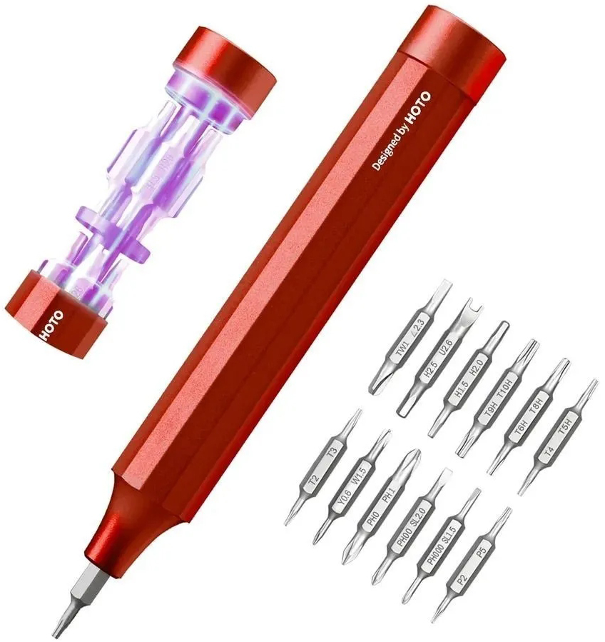 Отвертка прецизионная с набором бит HOTO 24-in-1 Precision Screwdriver QWLSD004, Красный детальное изображение - 3