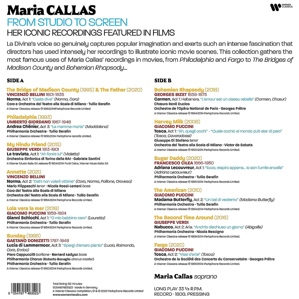 Виниловая пластинка Maria Callas – From Studio To Screen LP детальное изображение - 2