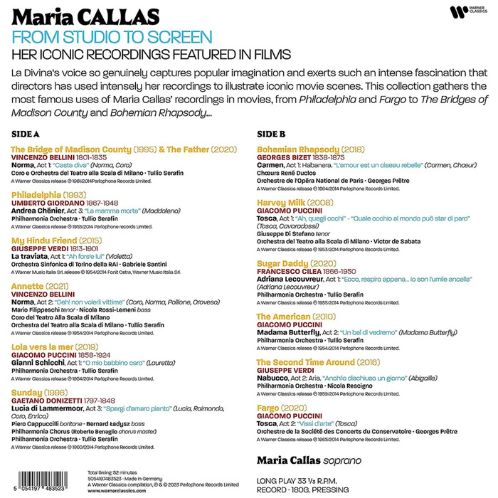 Виниловая пластинка Maria Callas – From Studio To Screen LP №2