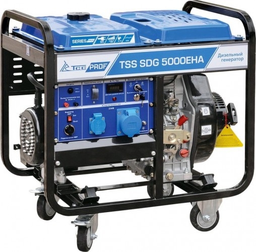 Генератор дизельный с воздушным охлаждением ТСС SDG 5000EHA 077012, открытый, 5 кВт, Синий детальное изображение - 1