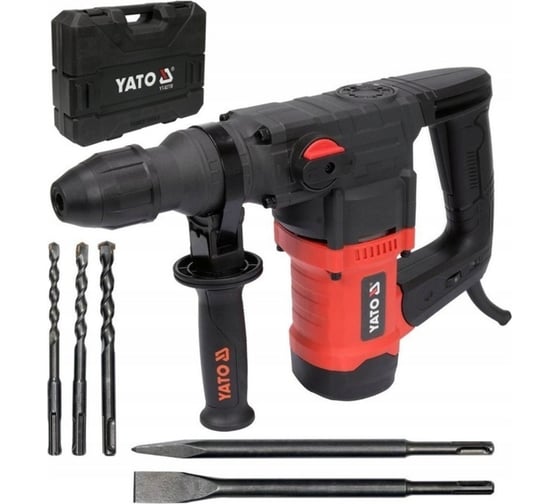 Перфоратор YATO SDS+, сверла и долото в наборе, пластиковый кейс YT-82118, 1100 Вт, 4,5 Дж, 4300 уд/мин детальное изображение - 1