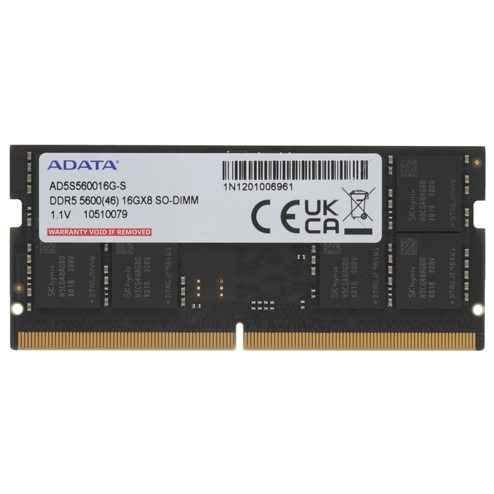 Оперативная память ADATA SO-DIMM DDR5 5600MHz, AD5S560016G-S, 16 Гб №1