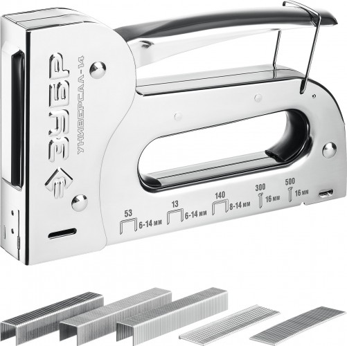 Скобозабиватель ручной ЗУБР ПРОФИ Универсал 14 степлер для 6-в-1: тип 53 (6-14 мм) / 140 (8-14 мм 31527 детальное изображение - 1