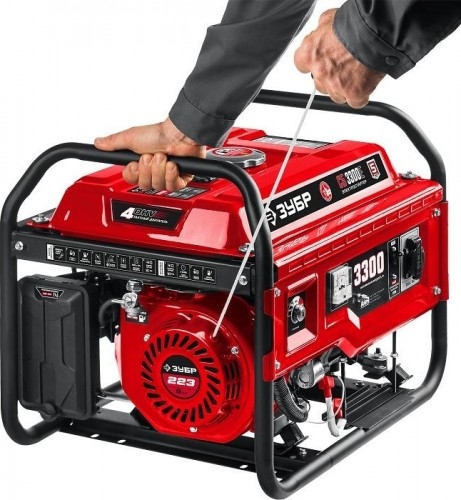 Генератор бензиновый ЗУБР СБ-3300Е, 3 кВт, Красный детальное изображение - 9