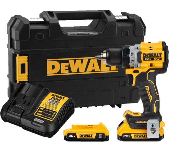 Аккумуляторная дрель-шуруповерт DeWALT DCD800D2T-A9, 20 В, 90 Нм, 2 А·ч детальное изображение - 1