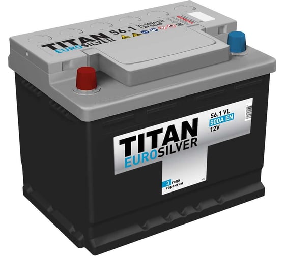 Аккумулятор TITAN EUROSILVER 6СТ-56.1 VL, Прямая Полярность, 4607008881363, 56 А*ч детальное изображение - 1