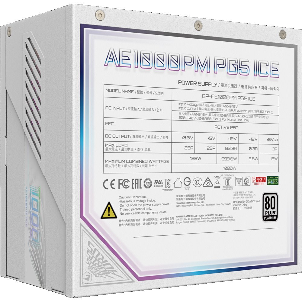 Блок питания Gigabyte GP-AE1000PM PG5 ICE, 1000 Вт детальное изображение - 6