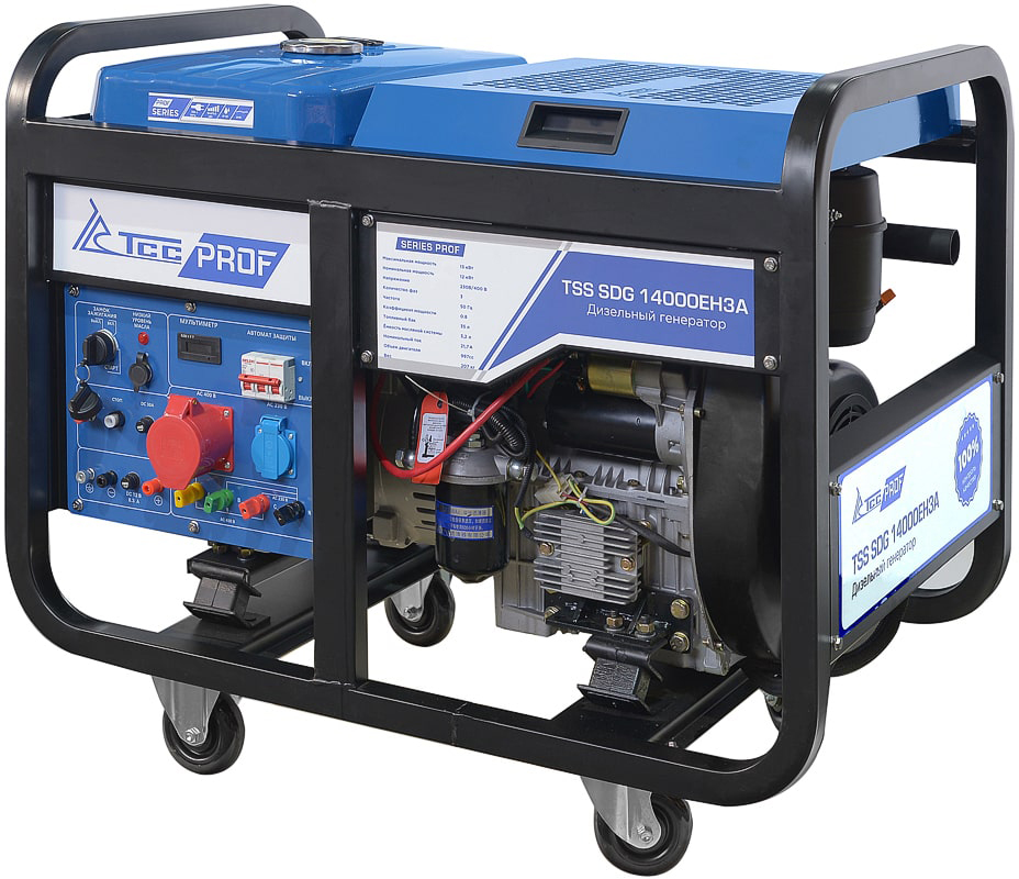 Генератор дизельный с воздушным охлаждением ТСС SDG 14000EH3A 100040, открытый, 12 кВт, Синий детальное изображение - 1