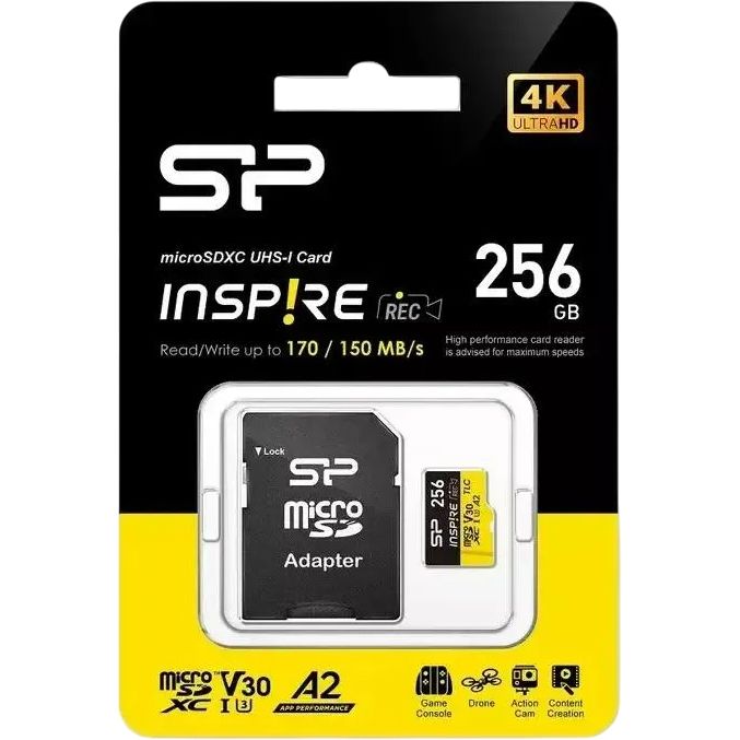 Карта памяти Silicon Power Inspire MicroSD + SD адаптер (SP256GBSTXLA2V1NSP), 256 Гб детальное изображение - 3