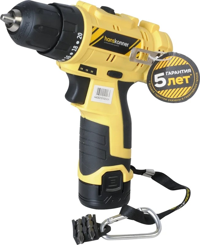 Аккумуляторная дрель б/щ Hanskonner HCD1230R, 12 В детальное изображение - 1