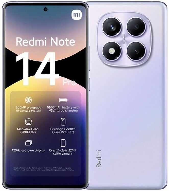 Смартфон Xiaomi Redmi Note 14 Pro 256 ГБ, Фиолетовый, Dual nano SIM детальное изображение - 1