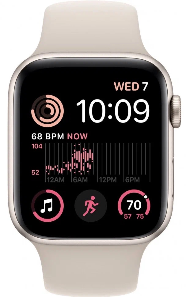 Смарт-часы Apple Watch SE 2022 44 мм, Starlight Aluminium Case with Stalight Sport Band, Сияющая звезда детальное изображение - 2