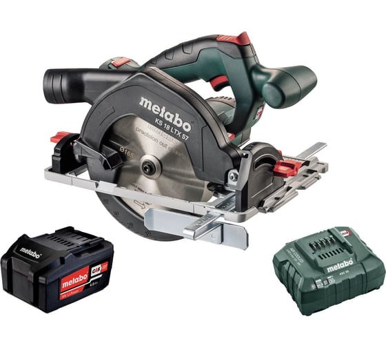 Аккумуляторная дисковая пила Metabo KS 18 LTX 57 + 1 Li-Powerх 4 Ач + ЗУ ASC30-36 T03480, 165 мм, 4600 об/мин детальное изображение - 1