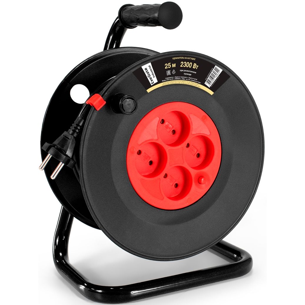 Сетевой удлинитель ExeGate ECS-10-2-25, 25 м, Черный детальное изображение - 1