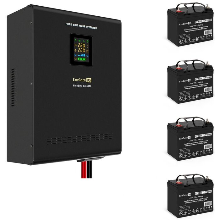 ИБП ExeGate FineSine SX-5000.LCD.AVR.2SH.T + 4x DT 1233 (33Ач) №1