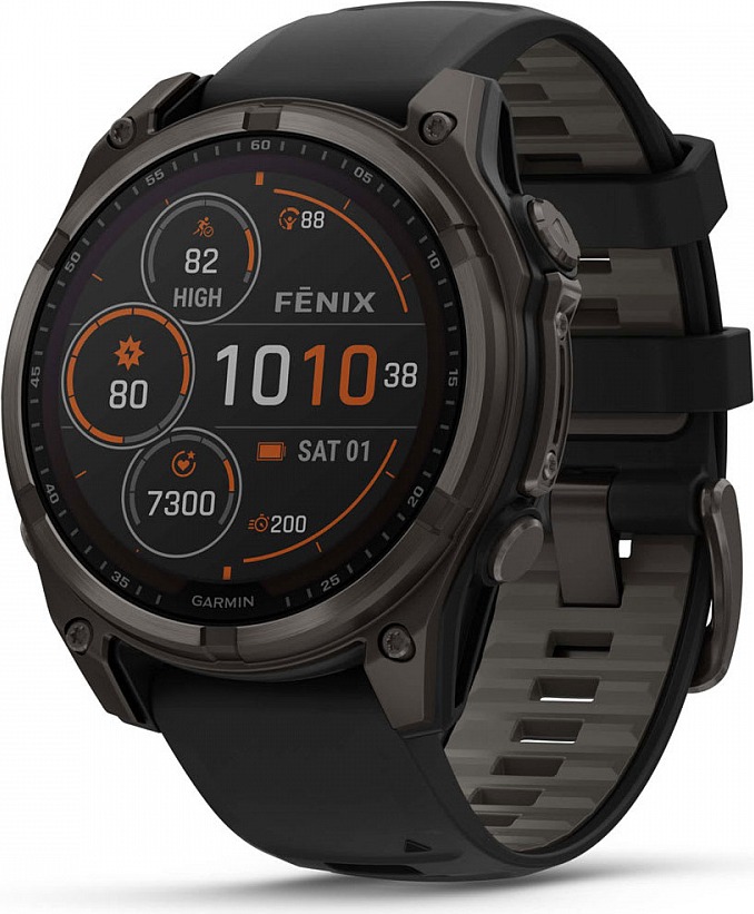 Смарт-часы Garmin Fenix 8 Solar Sapphire DLC, 47 мм, Титановый серый корпус, желтый ремешок детальное изображение - 2