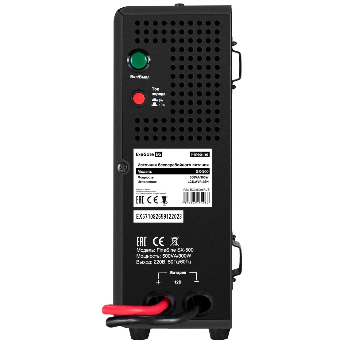 ИБП ExeGate FineSine SX-500.LCD.AVR.2SH + DT 1265 (65Ач) + батарея детальное изображение - 4