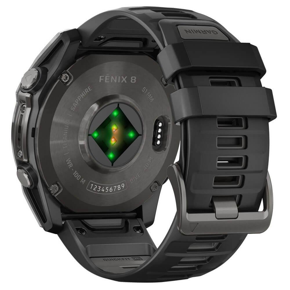 Смарт-часы Garmin Fenix 8 AMOLED Sapphire, 51 мм, угольно-серый DLC, пепельно-черный силиконовый ремешок детальное изображение - 2