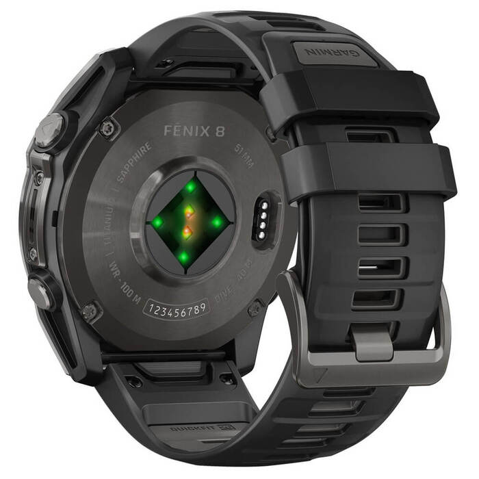 Смарт-часы Garmin Fenix 8 AMOLED Sapphire, 51 мм, угольно-серый DLC, пепельно-черный силиконовый ремешок №2