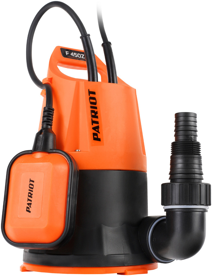 Дренажный насос Patriot F 450Z, 133.33 л/мин, 32 мм, напор 5 м, d=25 мм, 450 Вт, Оранжевый №1