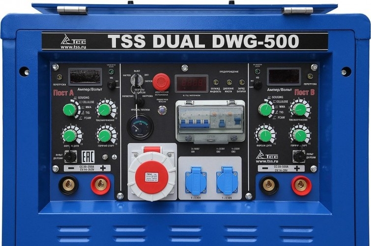 Сварочный генератор ТСС DUAL DWG-500 039736, 22 кВт, Синий детальное изображение - 6
