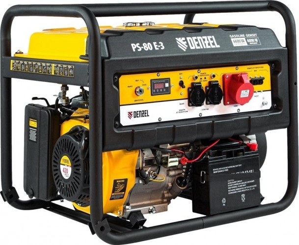 Генератор бензиновый Denzel PS 80 E-3 946954, 6 кВт, Желтый детальное изображение - 1