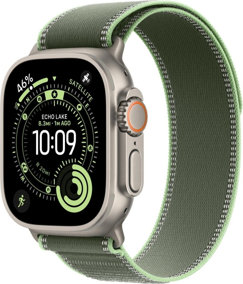 Умные часы Apple Watch Ultra 3 49 мм, Natural Titanium Case with Green/Neon Trail Loop, Зеленый/Неоновый детальное изображение - 1