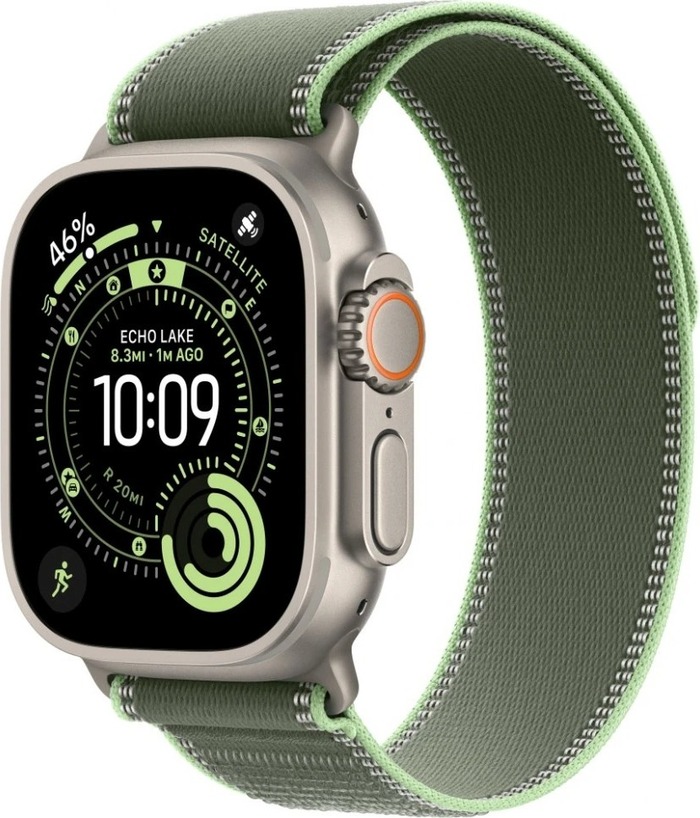 Умные часы Apple Watch Ultra 3 49 мм, Natural Titanium Case with Green/Neon Trail Loop, Зеленый/Неоновый №1