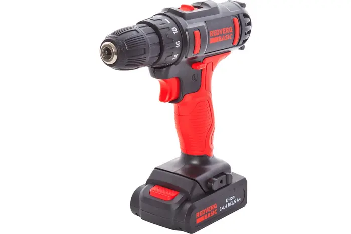 Аккумуляторная дрель-шуруповерт REDVERG Basic SD14LE/2-2 6680820, 18 В, 20 Нм, 1,5 А·ч №1