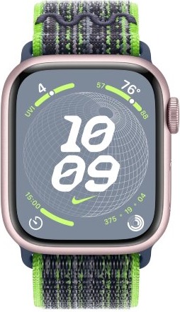 Умные часы Apple Watch Series 9 Pink Aluminum Case with Nike Sport Band Bright Green/Blue, 45 mm, Салатневый/Синий детальное изображение - 2