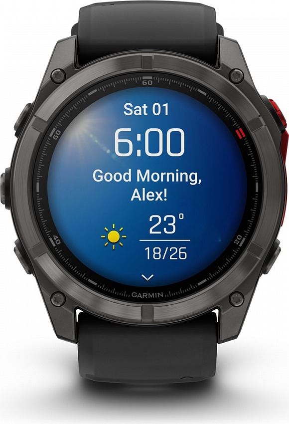 Смарт-часы Garmin fenix 8 ProMicroLED DLC, 51 мм, угольно-серый, черный силиконовый ремешок детальное изображение - 5