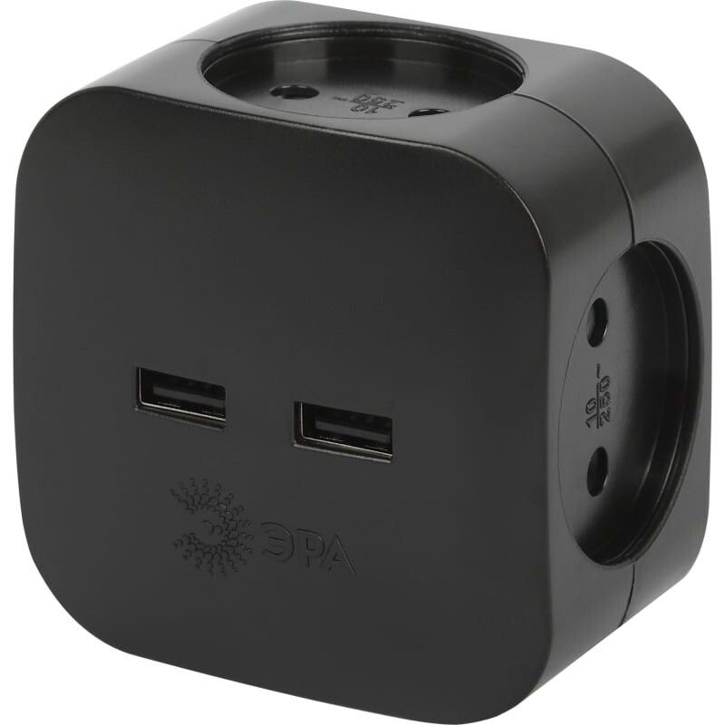 Сетевой разветвитель ЭРА SP-4-USB-B, Черный детальное изображение - 1