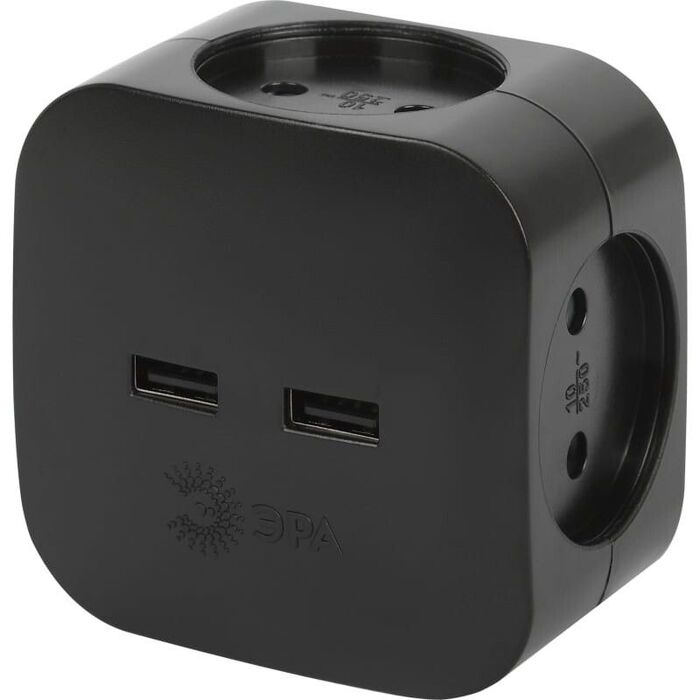 Сетевой разветвитель ЭРА SP-4-USB-B, Черный №1